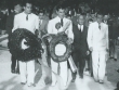 Tersztyánszky Ödön olimpiai bajnok vívó síremlékének megkoszorúzása 1936 Kabos, Rajcsányi